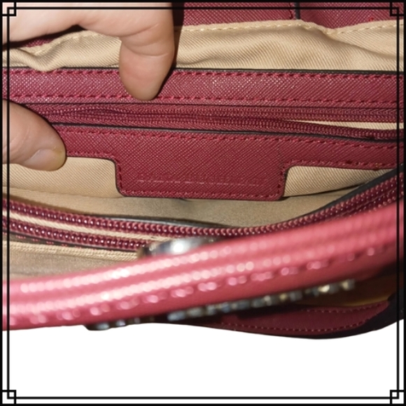 Dana Buchman Red Leather Shoulder Bag w/Chain Straps - Picture 10 of 10